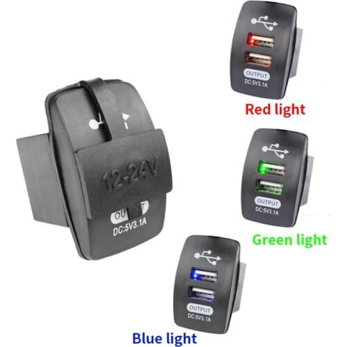 12-24V Car USB Charger Waterproof 3.1A Dual USB Power Socket Outlet for Car Motorcycle ATV Boat Cigarette Lighter Adapter D5
