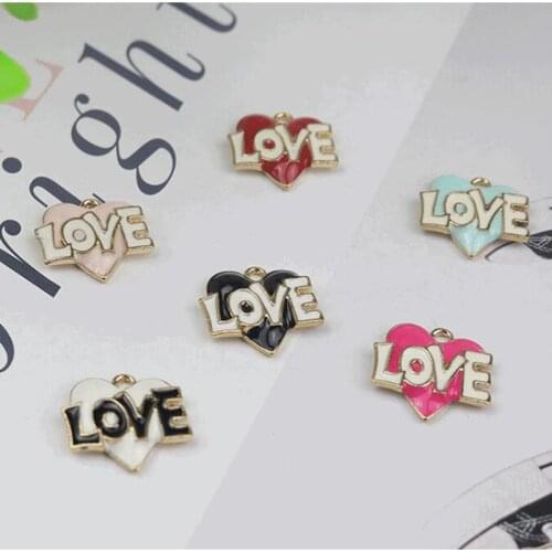 18MM Glazing KC Alloy Heart Love Earring Necklace Pendants Jewelry Charms Making Findings Fittings Accessories