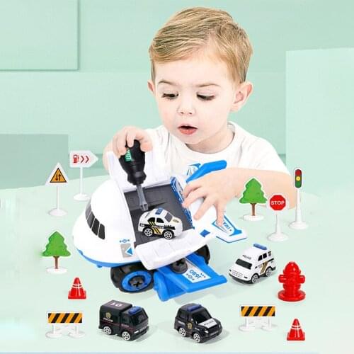 2021 ChildrenS Airplane Model Toys Disassembly Assembly Hands-On Puzzle Multi-Function Storage Sliding Track Set Gifts HC0318