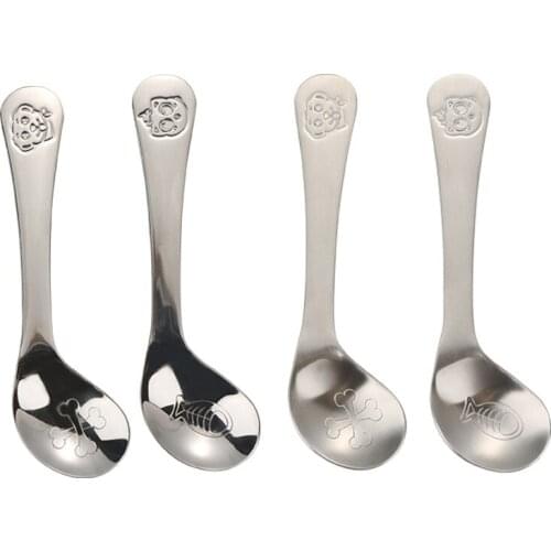 4pcs-set Lovely Cartoon 304 Stainless Steel Spoons Kids Dinnerware Tableware Set Quality Child Baby Spoons Children Cutlery