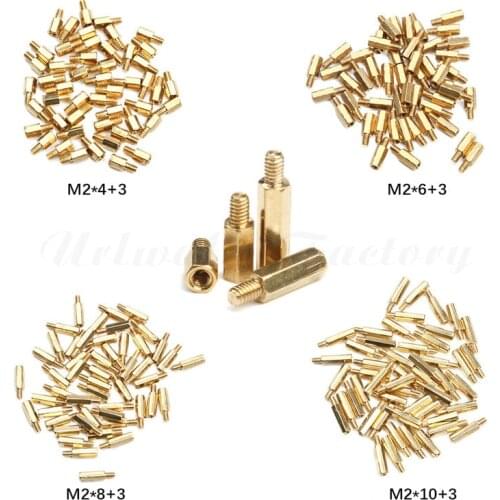 50Pcs Hex head Brass Spacing Screws M2*8+3 Threaded Pillar PCB Computer PC Motherboard StandOff Spacer Hardware Parts
