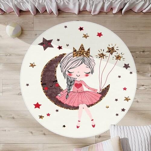 Beyaz Çocuk Odası Halısı ay yıldız balon prenses sarı pembe