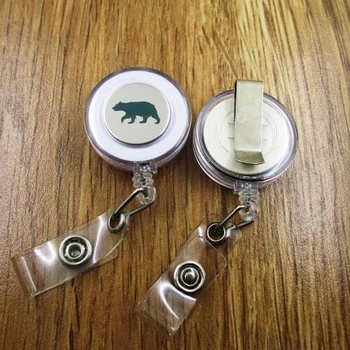 Brown Bear ID Badge Reel for Docter Nurse Teacher Student retractable recoil id badge holder work fun