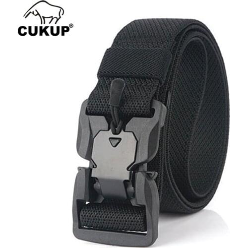 CUKUP 2020 New Design Quality Twill Elastic Belt Unique Magnetic Buckle Leisure Multi Colors Optional Nylon Belt for Men CBCK197