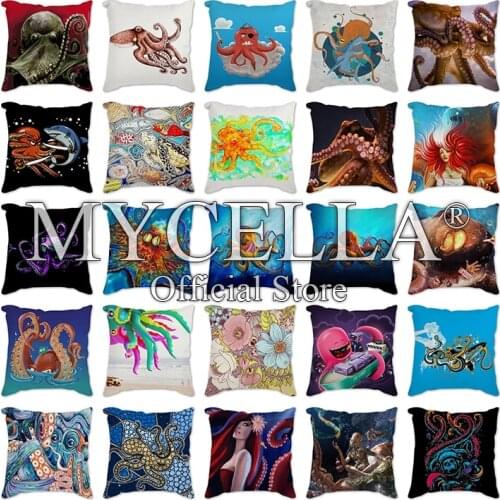 Decorative Cushion Cover Art Home Decor Sofa Pillow Case Cover Seat Car Throw Pillowcase Cartoon octopus Decoration For Home