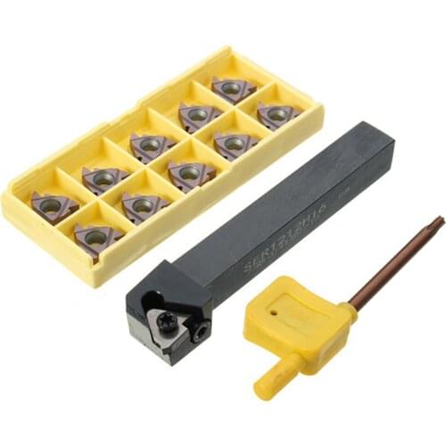 Turning Tool Holder 100mm+External Threading Carbide Inserts + t15 Wrench Sets