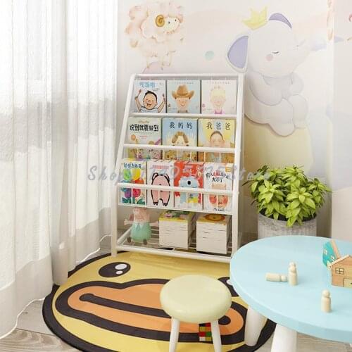 Childrens Picture Book Rack One-piece Floor-to-ceiling Household Multi-layer Baby Toy Sorting Storage Rack Simple Shelf