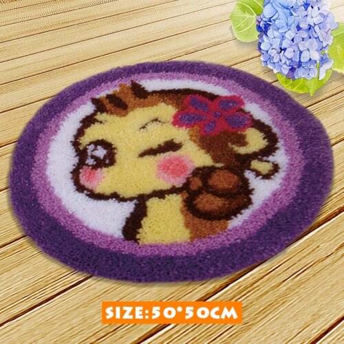 DIY Cartoon Animal Latch Hook Rug Kits 3D Segment Embroidery Unfinished Wool Cross Stitch Carpet Embroidered Latch Hook Rug F