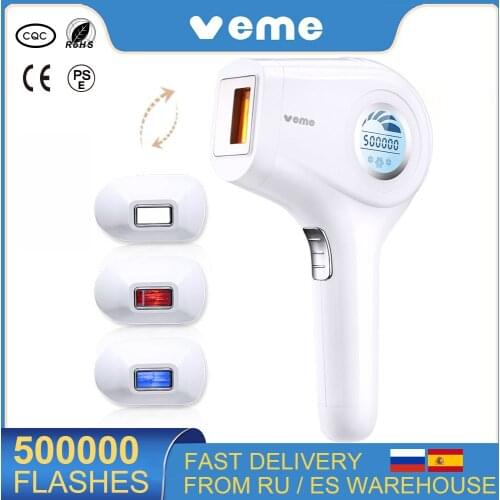 Veme 3 IN1 Electric Depilador a Laser Permanent Hair Removal Machine IPL Hair Removal Epilator a Laser For Women 500000 Flashes