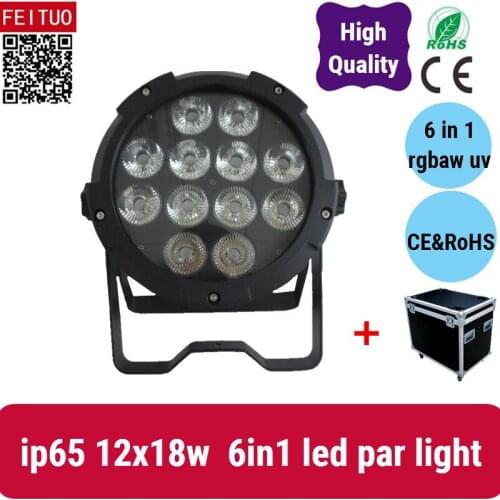 Fly case 12x18w rgbwa uv 6 in 1 waterproof LED Stage PAR Can Light DJ Disco Club Effect Lighting UP Lighter DMX Strobe AC90-240V
