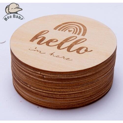 14pcs Montessori Baby Milestone Cards 0-12 Months Newborn Baby Educational Toys Wooden Photography Milestones Memorial for Kids