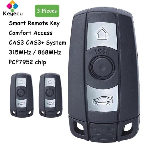 KEYECU 3 Pieces Comfort Access System Remote Car Key With 3 Buttons 315MHz/ 868MHz - FOB for BMW CAS3 3 5 Series X5 X6 2006-2011