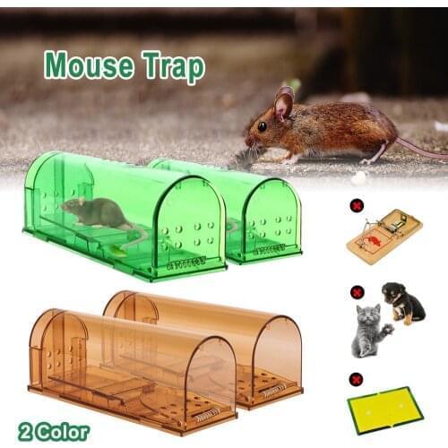 2PCS Mouse Trap Case Plastic Reusable Rat Catcher Cage Rodent Pest Humane Large Live Rodent Outdoor Indoor Garden Mousetrap