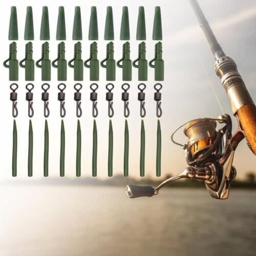 40Pcs Metal Rolling Swivels Anti-Entanglement Sleeves Tail Rubber Carp Lead Clip Fishing Accessories Fishing Tackle Gear