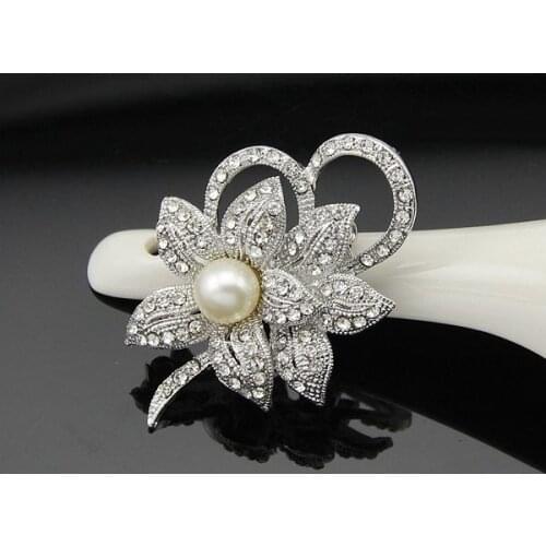 Fashion new pearl with Flower Brooch Vintage Crystal Wedding Bridal Bouquet Pearl Brooch
