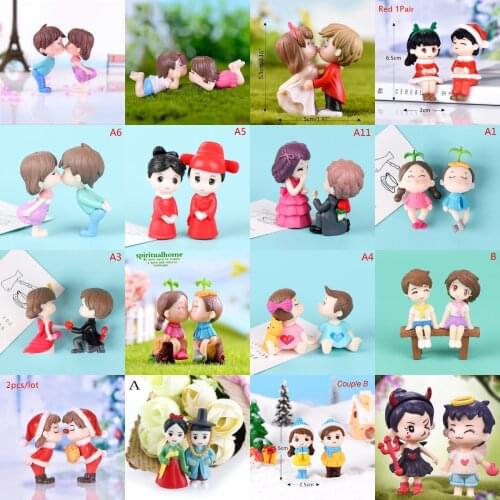 Fashion Boy Girl Home Decor Sweety Lover Couple Chair Figurines Miniatures Terrariums Fairy Garden Moss Children Toy Resin Craft