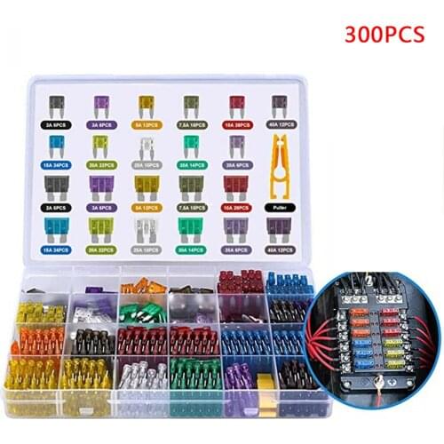 300pcs 5/7/10/15/20/25/30A Fuse Car Blade Fuse Assortment Assorted Kit Mini Small Size Blade Set Auto Truck Automotive Fuse
