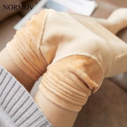NORMOV Autumn Winter Pantyhose High Waist Plus Velvet Thick Pantyhose Women Windproof External Wear Keep Warm Slim Tights Women