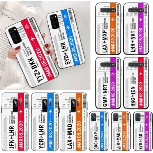 Personalised Plane Ticket Phone Case for Samsung S20 plus Ultra S6 S7 edge S8 S9 plus S10 5G lite 2020