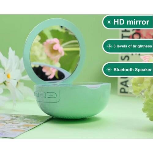 Portable Multi 2 in 1 Wireless Bluetooth Speaker Mini Music Player Adjustable Makeup Mirror with LED Fill Light Girls Gifts