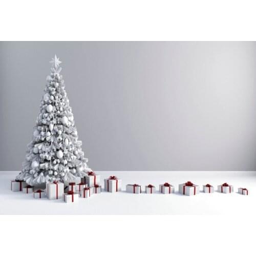 Grey Christmas Tree Gift Box Backdrops Newborns Christmas Xmas Decor Background Family Holiday Party Decor Photo Booth Props