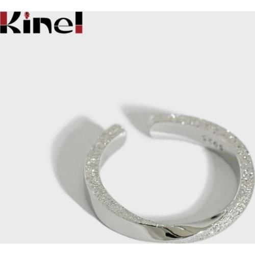 Kinel Silver 925 Jewelry Korean Style Mobius Grind Arenaceous Rings for Women Irregular Open Anillos Fashion Christmas Gifts