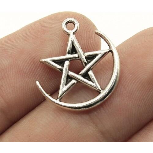 Tristana 40pcs Antique Silver Color Star Pentagram Charms Geometric Amulet Pendant Accessories Making Necklaces Bracelet 16x17mm