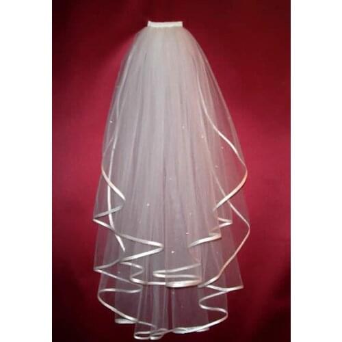 Ribbon Edge Tulle Beads Wedding Accessory Bridal Veil Wedding Veil Tulle 2029