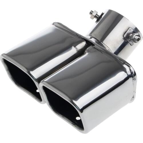 Universal Stainless Steel Car Rear Round Exhaust Dual Pipe Tail Throat Muffler