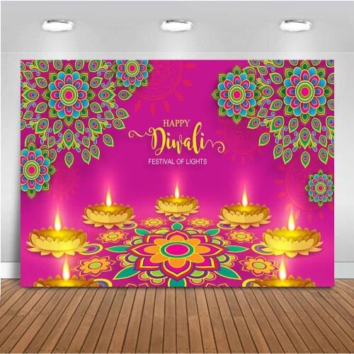 Happy Diwali Candles Festive Gold Diya Crystals Color photography backdrops wall backdrop Vinyl Computer print photo background