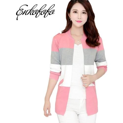 New 2019 Spring and Autumn Korean Style Womens Sweater Casual Strip Long Section Knitwear Ladies Cardigans Coat Women Sweaters