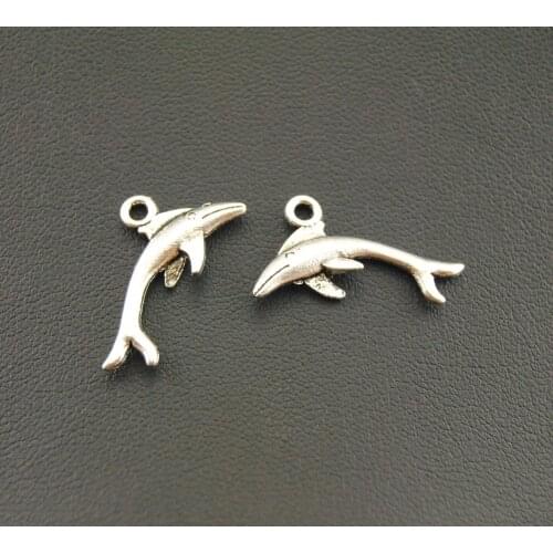 10pcs Silver Color Dolphin Ocean Charms Bracelet Necklace Jewelry Making Handmade A1055