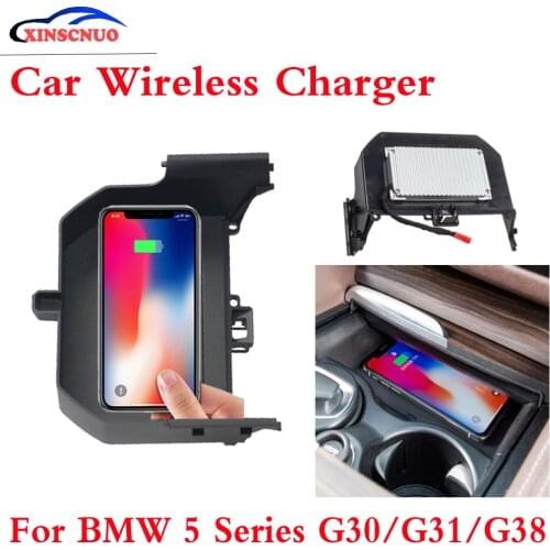 10W QI Car wireless Charger Photo For BMW 5 Series G30/G31/G38 2016-2019 Fast Charging Case Plate Central Console Storage Box