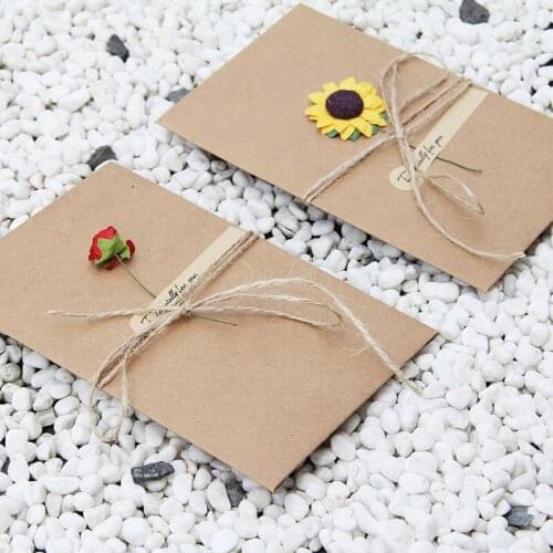 5pcs large creative DIY retro kraft paper hand dried flowers mothers day card birthday card custom