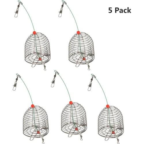 5 PCS Fishing Bait Trap Cage Feeder Basket Lures Bait Fishing Accessories