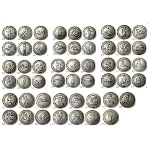 New 51 Pcs Full Set Sexy Coins Lady Man Bi Metal Silver Plated Valentine Lover Gift Adult Games Decoration Coin
