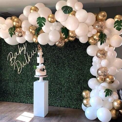 98pcs Balloon Garland Arch Kit 16Ft Long White Gold Latex Air Balloons Pack For Baby Shower Birthday Party Decoration Supplies