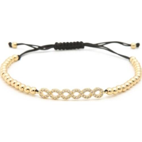 Gold silver micro pave cz Cubic Zirconia rope adjusted Copper Beads Bracelet rth42 Charm Braided Bangles Women