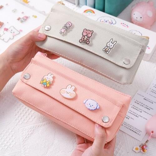 Sepovica Cute Large-capacity Pencil Case for Students Salt Series Girl Japanese Simple Pencil Stationery Box Cartoon Stationery