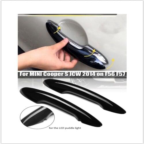 2 Pcs Door Handle Cover For BMW For MINI For Cooper S JCW 2014 on F56 F57 Gloss Auto Exterior Parts Black Door Handle Cover Trim