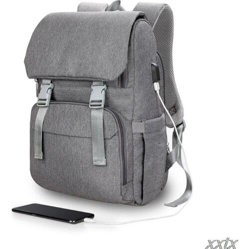 Baby Diaper Backback Large Capacity Mummy Nappy Bag Multifunctional Casual Travel Daypack with USB Charging Port Stroller Straps