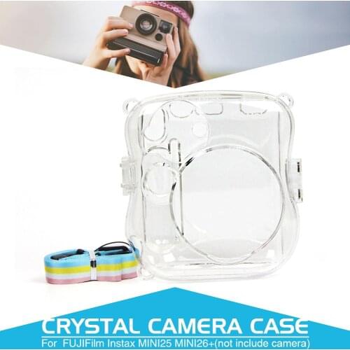 For FUJIFilm Instax MINI25 MINI26+ PU Crystal Camera Bag Cover Pouch Protective Case For Polaroid Camera With Shoulder Strap
