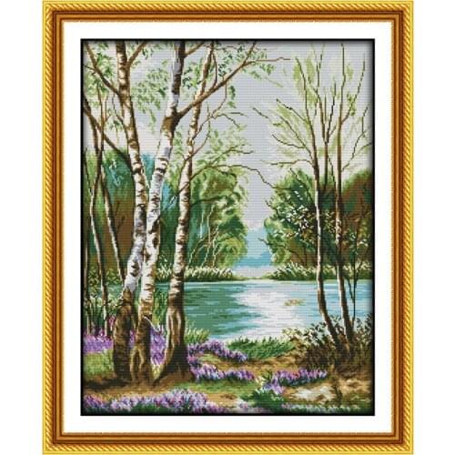 Beautiful view of lake counted 11CT 14CT DIY kit Chinese wholesale Cross Stitch embroidery needlework Sets home decor
