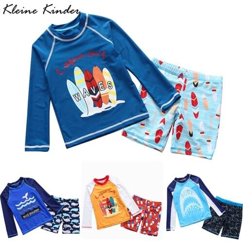Rash Guard Children Two Pieces Long Sleeves Surf Suit Childrens Swimwear Sun UV Protection Toddler Boy Swimsuit Bathing Clothes