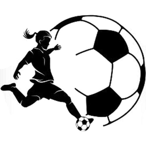 Car Stickers Funny Girl Playing Football Car Decoration Stickers Creative Waterproof Cover Scratch Black/white, 13cm*11cm