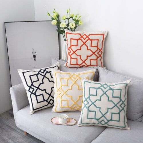 DUNXDECO Cushion Cover Decorative Pillow Case Modern Luxury Simple 3D Geometric Linen Thread Embroidery Sofa Chair Coussin Decor