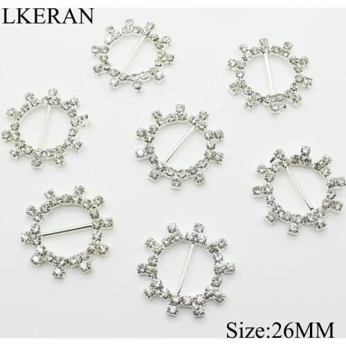 New 10pcs/lot 26mm Flower rhinestone Buckles Diamante Crystal Slider DIY Craft supplies 2018 Wedding Invitation card Decoration
