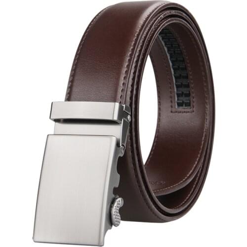 New Designer Popular Luxury Brand Cowhide Leather Belt Men Coffee Automatic Buckle Business Casual Belts For Men 3.5 Width