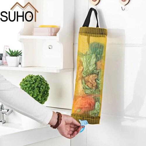 2021 New Style Kitchen Garbage Bags Hanging Storage Mesh Bag Convenient Extraction Storage Bag Organizer Take In Basket