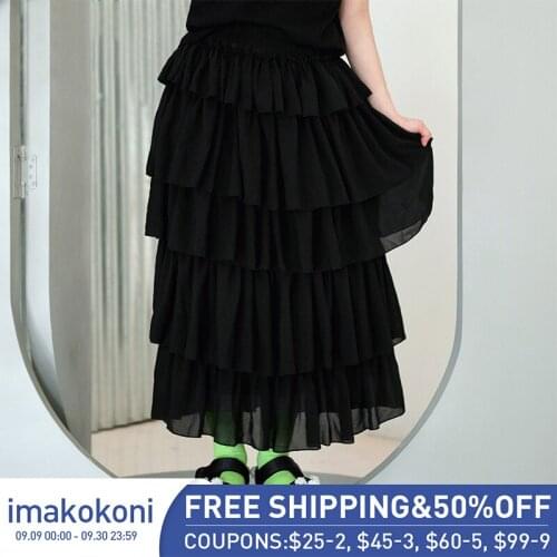 Imakokoni original design black tulle cake skirt skirt wild high waist skirt female summer 213259